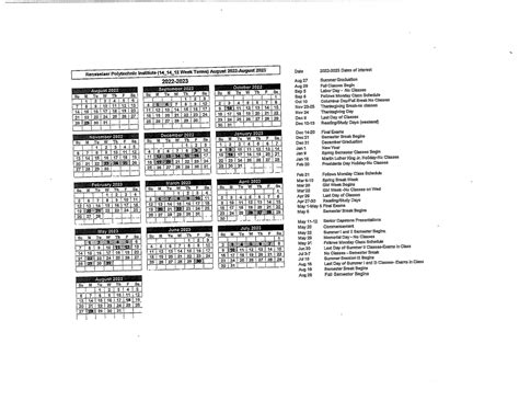 Academic Calendar Rpi